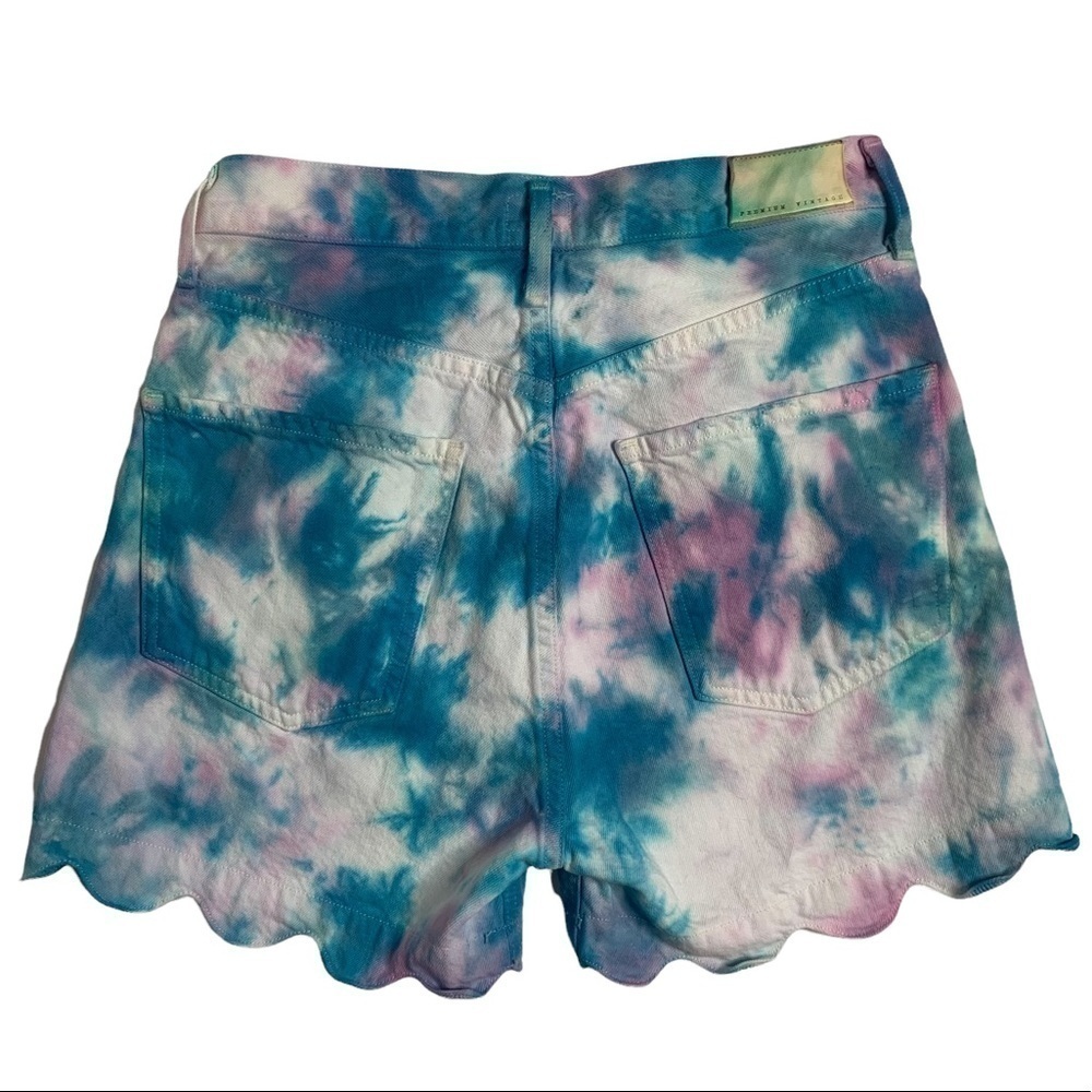 Citizens Of Humanity Custom Tie Dye Scalloped Hem High Rise Denim Shorts - Picture 3 of 14